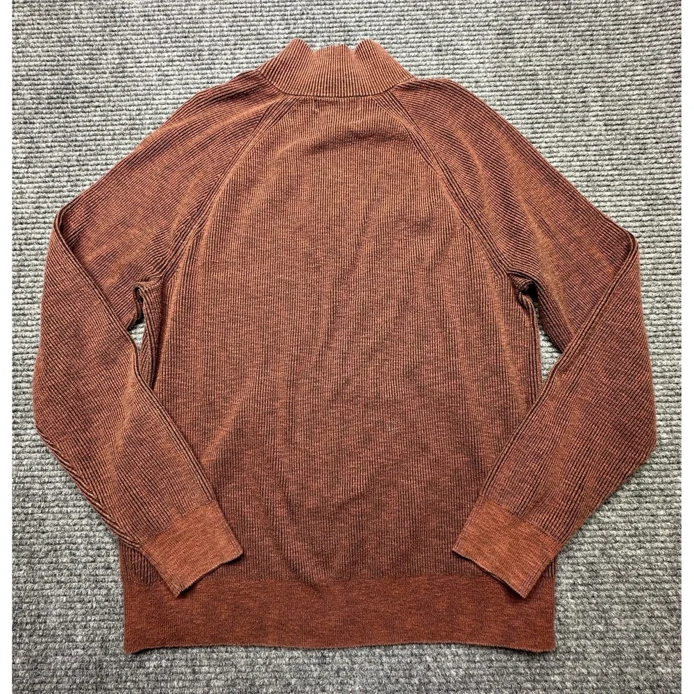 Banana Republic Sweater Mens Medium Brown Cotton Half‎ Zip Mock Neck Ribbed